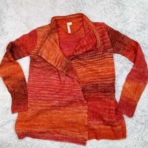 Como Vintage Womens Sweater Cardigan Orange Small Open Front Long Sleeve Sparkle